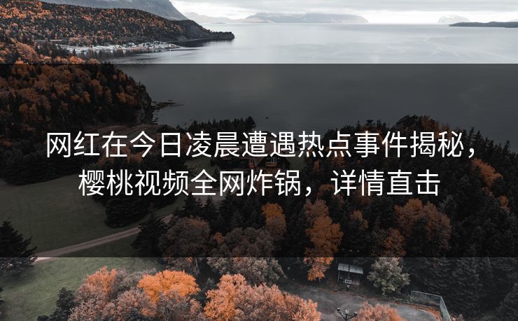 网红在今日凌晨遭遇热点事件揭秘,樱桃视频全网炸锅,详情直击