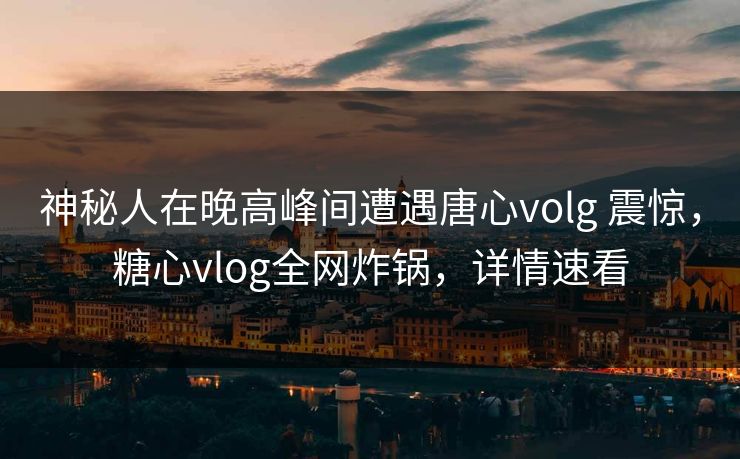 神秘人在晚高峰间遭遇唐心volg 震惊，糖心vlog全网炸锅，详情速看
